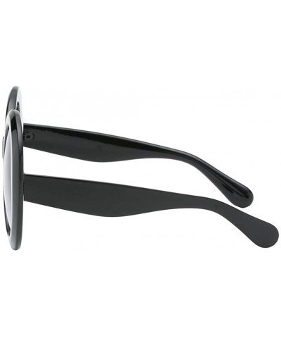 Round Futuristic Oversize Round Sunglasses - Black Frame Gradient Gray Lens - CI18ADLCD7M $22.43