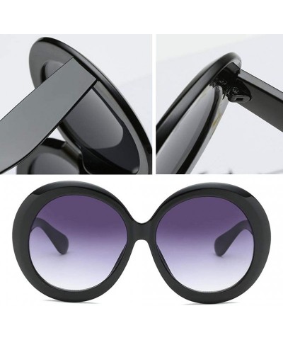 Round Futuristic Oversize Round Sunglasses - Black Frame Gradient Gray Lens - CI18ADLCD7M $14.25