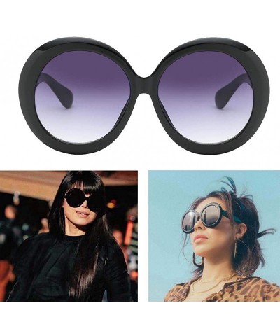 Round Futuristic Oversize Round Sunglasses - Black Frame Gradient Gray Lens - CI18ADLCD7M $14.25