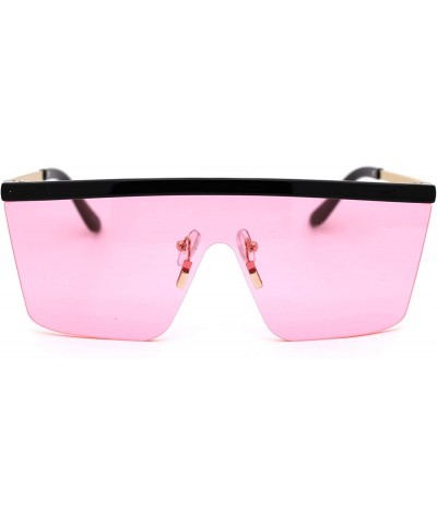 Rectangular Flat Top Shield Disco Funk Rectangular Sunglasses - Black Gold Pink - CO18YX9SUKC $9.81