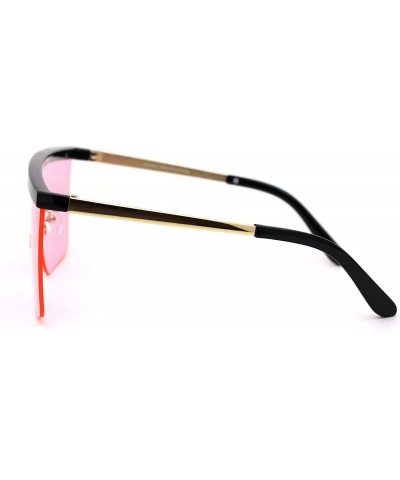 Rectangular Flat Top Shield Disco Funk Rectangular Sunglasses - Black Gold Pink - CO18YX9SUKC $9.81