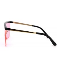 Rectangular Flat Top Shield Disco Funk Rectangular Sunglasses - Black Gold Pink - CO18YX9SUKC $9.81