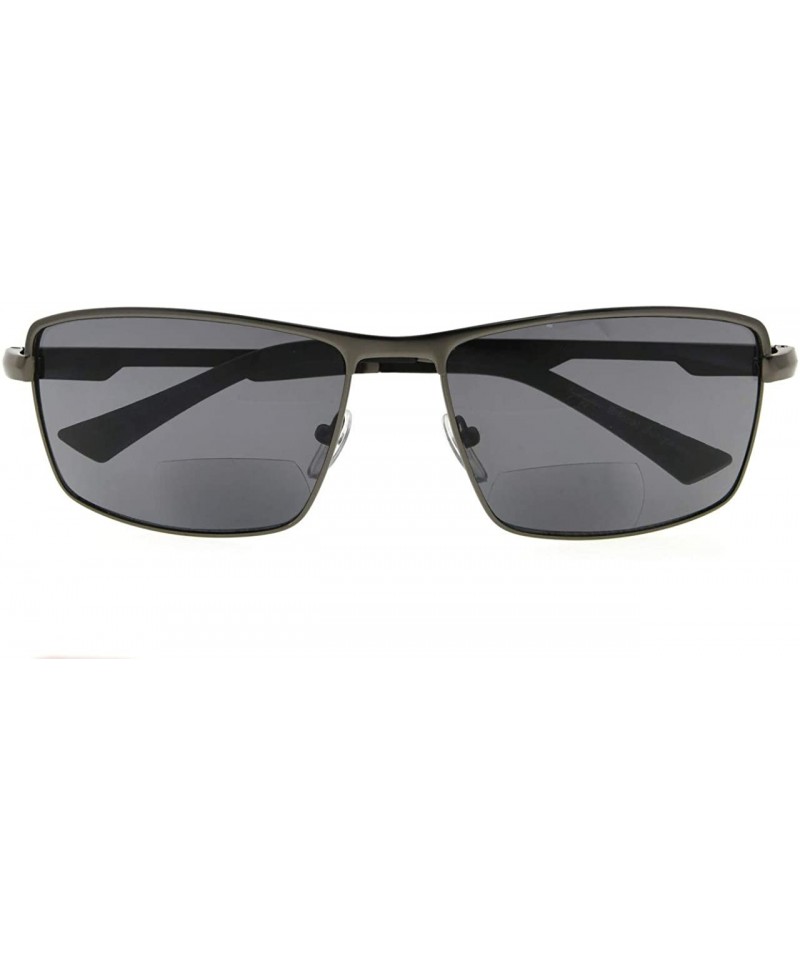 Rectangular UV400 Protection Bifocal Sunglasses Dark Color Sunshine Reading for Men - Gunmetal - CA189TSYUTZ $15.54