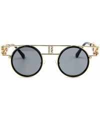 Round Retro Small Round Frame diamond sunglasses female luxury Rhinestone hollow mirror legs Punk Sunglasses - CD18WRSIZNK $1...