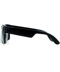 Wayfarer Gangster Rectangular Squared All Black Horn Rim Sunglasses - Black - CT126EFYU89 $15.12