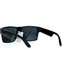 Wayfarer Gangster Rectangular Squared All Black Horn Rim Sunglasses - Black - CT126EFYU89 $15.12