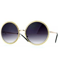 Round Bling Rhinestone Edge Round Circle Lens Mirror Sunglasses - Gold Black - CQ12MX288O9 $11.42