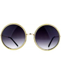 Round Bling Rhinestone Edge Round Circle Lens Mirror Sunglasses - Gold Black - CQ12MX288O9 $11.42