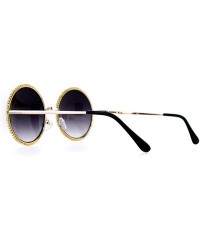 Round Bling Rhinestone Edge Round Circle Lens Mirror Sunglasses - Gold Black - CQ12MX288O9 $11.42