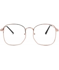 Aviator Wire Frame Nerd Bookworm Oversized Square Aviator Eyeglasses - Rose Gold - CA1888AC36Z $29.22