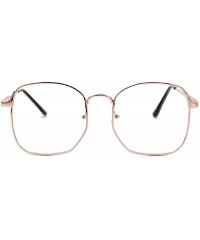 Aviator Wire Frame Nerd Bookworm Oversized Square Aviator Eyeglasses - Rose Gold - CA1888AC36Z $13.82