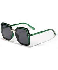 Oversized Square Oversize Sunglasses for Women Gradient Shades Polygon Eyewear UV400 - Green - C61906D2SY9 $11.72