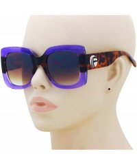 Square Oversize Square Sunglasses Women Multi Tinted Frame Fashion Modern Shades - Purple Tortoise - C518DCE89XZ $7.65