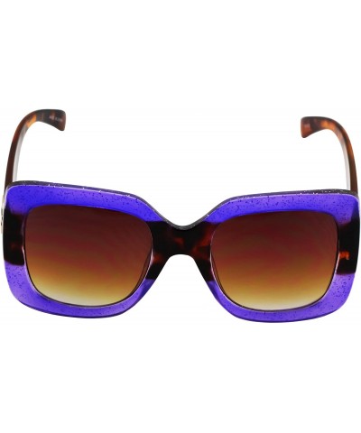 Square Oversize Square Sunglasses Women Multi Tinted Frame Fashion Modern Shades - Purple Tortoise - C518DCE89XZ $7.65