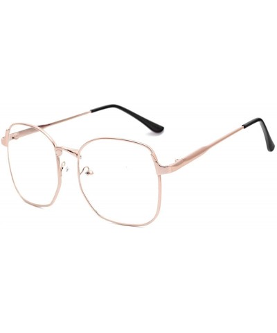 Aviator Wire Frame Nerd Bookworm Oversized Square Aviator Eyeglasses - Rose Gold - CA1888AC36Z $30.41