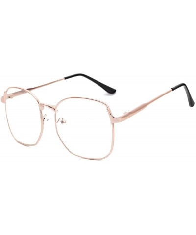 Aviator Wire Frame Nerd Bookworm Oversized Square Aviator Eyeglasses - Rose Gold - CA1888AC36Z $13.82