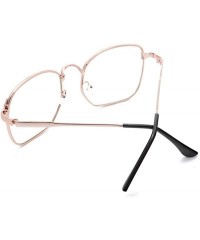 Aviator Wire Frame Nerd Bookworm Oversized Square Aviator Eyeglasses - Rose Gold - CA1888AC36Z $30.41