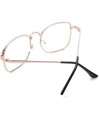 Aviator Wire Frame Nerd Bookworm Oversized Square Aviator Eyeglasses - Rose Gold - CA1888AC36Z $13.82