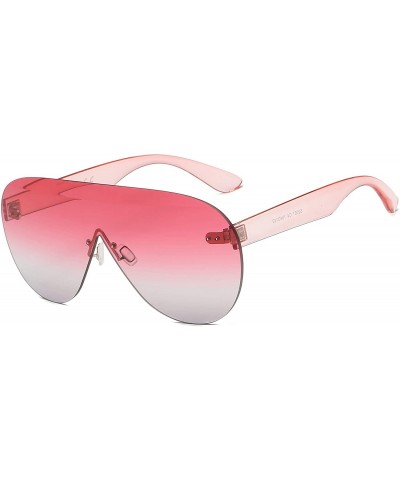 Aviator Women Rimless Aviator Oversized Fashion Sunglasses - Pink - C518I9TNX08 $18.40