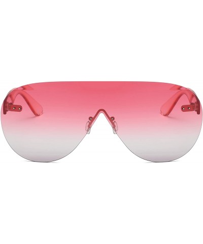 Aviator Women Rimless Aviator Oversized Fashion Sunglasses - Pink - C518I9TNX08 $8.45