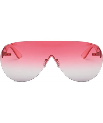 Aviator Women Rimless Aviator Oversized Fashion Sunglasses - Pink - C518I9TNX08 $8.45