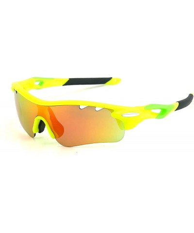 Aviator Polarized Sunglasses Cycling Interchangeable Baseball - Yellow - CN1960EKYY6 $34.34