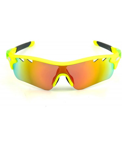 Aviator Polarized Sunglasses Cycling Interchangeable Baseball - Yellow - CN1960EKYY6 $20.61