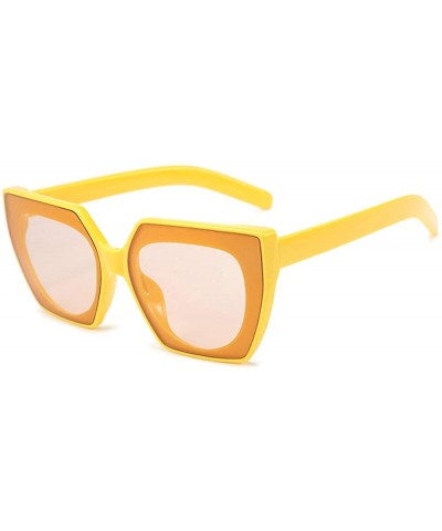 Square Rectangle Sunglasses Leopard Glasses Sunglasse - Yellow - CR18A5MA2Z9 $23.64