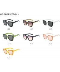 Square Rectangle Sunglasses Leopard Glasses Sunglasse - Yellow - CR18A5MA2Z9 $14.74