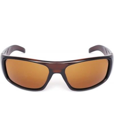 Wrap Polarized Wrap Sunglasses for Men Women Driving Fishing Running 8031 - Shiny Brown - CT192QQ00TA $8.49
