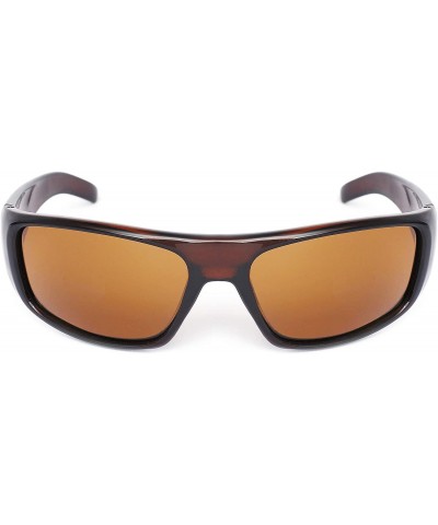 Wrap Polarized Wrap Sunglasses for Men Women Driving Fishing Running 8031 - Shiny Brown - CT192QQ00TA $8.49
