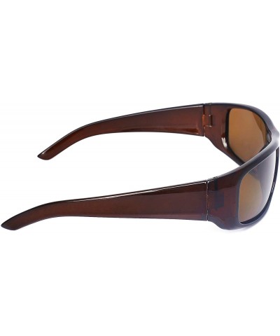 Wrap Polarized Wrap Sunglasses for Men Women Driving Fishing Running 8031 - Shiny Brown - CT192QQ00TA $8.49