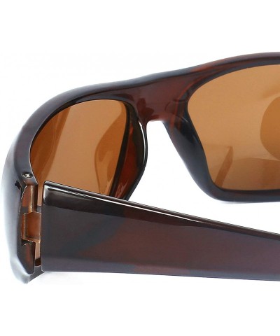 Wrap Polarized Wrap Sunglasses for Men Women Driving Fishing Running 8031 - Shiny Brown - CT192QQ00TA $8.49