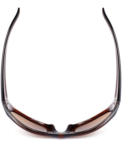 Wrap Polarized Wrap Sunglasses for Men Women Driving Fishing Running 8031 - Shiny Brown - CT192QQ00TA $8.49
