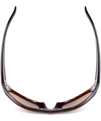 Wrap Polarized Wrap Sunglasses for Men Women Driving Fishing Running 8031 - Shiny Brown - CT192QQ00TA $8.49