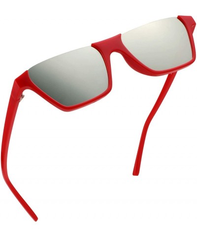 Oversized Oversize Multifunction Sunglasses-UV400 Protection-Retro for Men/Women - Z3298_red Silver - CP193ZZ943W $40.31