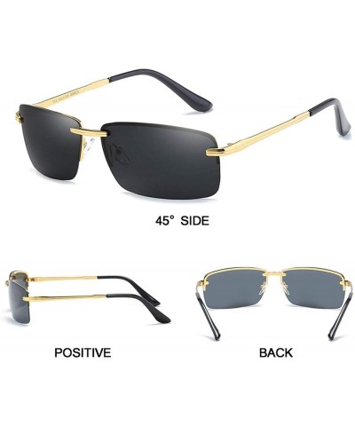 Square Polarized Sunglasses Men 2019 RimlSquare Retro Vintage Sun Glasses Anti-glare Driver's Oculos - Gold-black - C0197Y7RL...