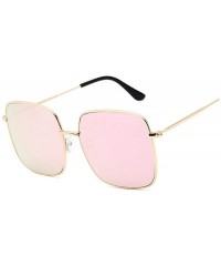 Square Retro Big Square Sunglasses Women Vintage Brand Shades Metal Color Sun Glasses Female Fashion Designer Lunette - CU197...