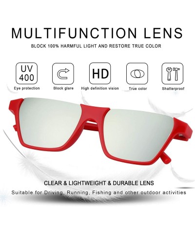 Oversized Oversize Multifunction Sunglasses-UV400 Protection-Retro for Men/Women - Z3298_red Silver - CP193ZZ943W $40.31