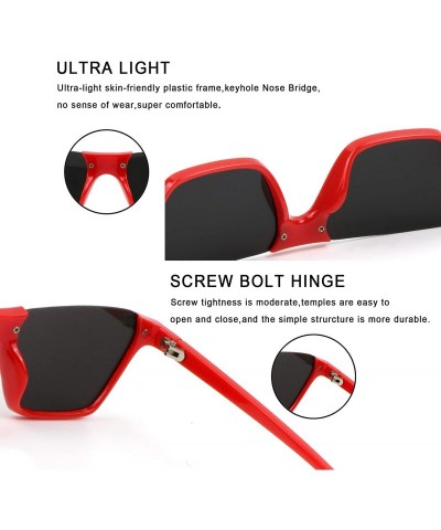 Oversized Oversize Multifunction Sunglasses-UV400 Protection-Retro for Men/Women - Z3298_red Silver - CP193ZZ943W $39.23
