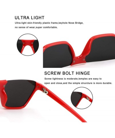 Oversized Oversize Multifunction Sunglasses-UV400 Protection-Retro for Men/Women - Z3298_red Silver - CP193ZZ943W $40.31