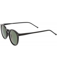 Round Retro Horn Rimmed Keyhole Nose Bridge P3 Round Sunglasses 49mm - Shiny Black / Green - CM12MYPBOL4 $13.10