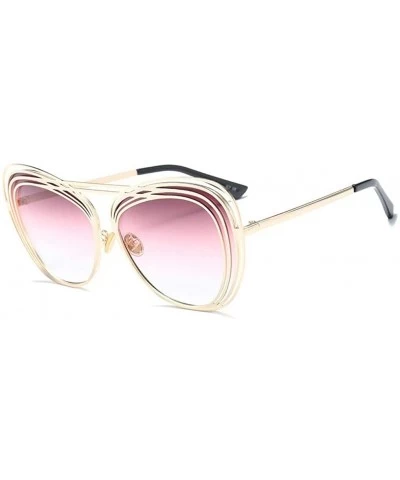 Aviator Fashion Sunglasses HD Lenses with Case Wiredrawing PC Durable Frame UV Protection Driving Cycling - Pink - CM18LCAU4C...