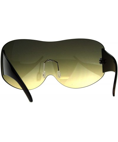 Shield Visor Shield Cover Sunglasses Oversized Sun Cover Shades for Face UV 400 - Brown (Green Beige) - CB180SCDHC7 $15.90