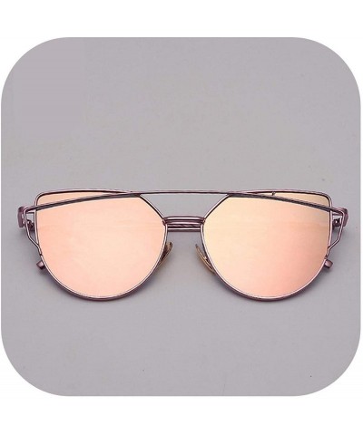Cat Eye Cat Eye Sunglasses Women Vintage Metal Reflective Glasses Mirror Retro Oculos De Sol Gafas - Pink Pink2 - CL199CD533Y...