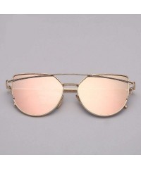 Cat Eye Cat Eye Sunglasses Women Vintage Metal Reflective Glasses Mirror Retro Oculos De Sol Gafas - Pink Pink2 - CL199CD533Y...