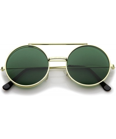 Round Mid Size Flip-Up Colored Lens Round Django Sunglasses 49mm - Gold / Green - CV12N2TVLL8 $19.66