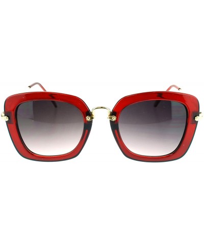 Rectangular Womens Rectangular Plastic Runway Fashion Metal Hinge Designer Sunglasses - Burgundy - C711MWB0LEH $19.97