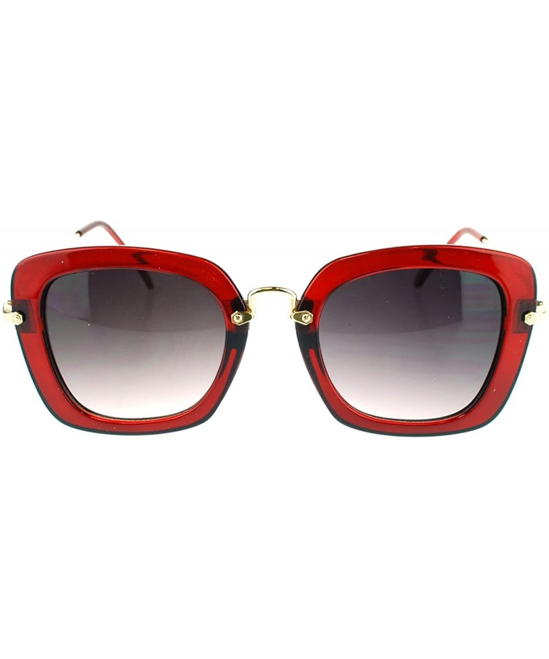 Rectangular Womens Rectangular Plastic Runway Fashion Metal Hinge Designer Sunglasses - Burgundy - C711MWB0LEH $10.11