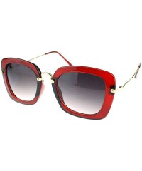 Rectangular Womens Rectangular Plastic Runway Fashion Metal Hinge Designer Sunglasses - Burgundy - C711MWB0LEH $10.11